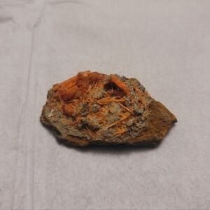 Raw Crocoite Geode Crystal Rough On A Matrix AKA Red/Orange Lead Ore .039lb Rare